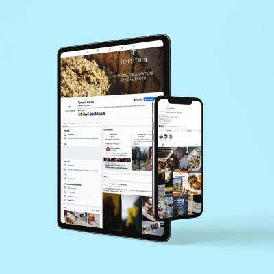 IPhone 11 Pro e iPad Pro con pagine Facebook e Instagram Tenuta Trium