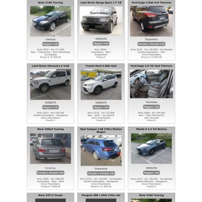Pagina Vetture del sito internet Motor Solution