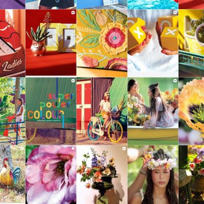 Feed Instagram Bruco con fiori, accessori estivi e idee colorate per la tavola