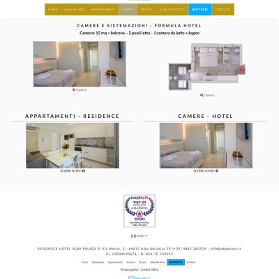 Pagina Camere del sito internet di Alba Palace Resort Hotel Residence di Alba Adriatica