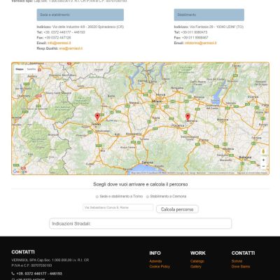 Pagina Contatti del sito internet della Vernisol Spa di Cremona