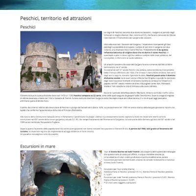 Pagina Territorio ed Attrazioni del sito internet de La Grotta Peschici