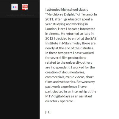 Pagina biografia del Sito Web di Lorenzo Pallotta filmmaker