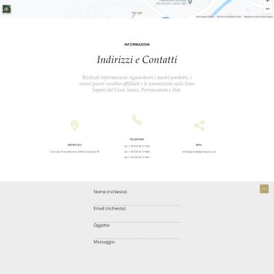 Pagina Contatti del sito internet di Sapori Del Gran Sasso