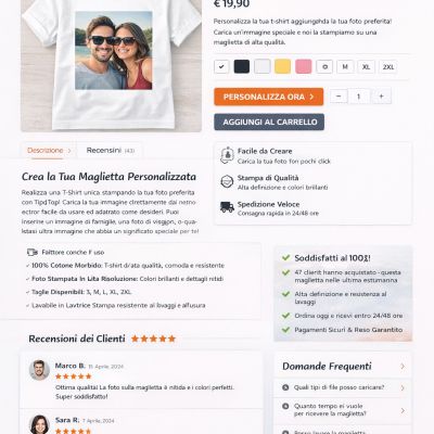 Scheda prodotto sito internet E-Commerce Tip&Top