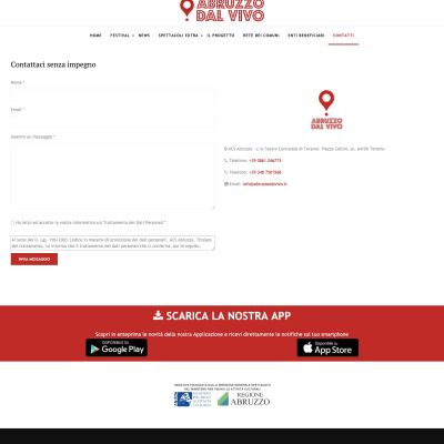 Pagina Contatti del sito internet di Abruzzo Dal Vivo