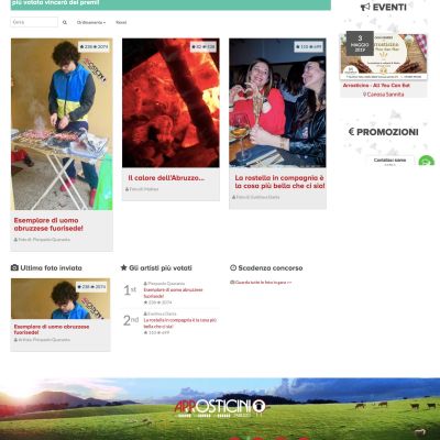 Schermata del Sito Web responsive della piattaforma Arrosticini d'Abruzzo concorso fotografico invia e vinci