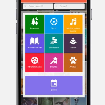 Menu categorie metro style della Mobile App TUDU Abruzzo