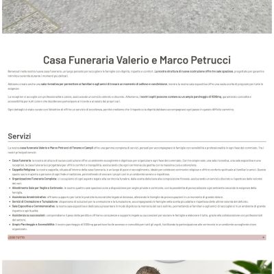 Pagina servizi funebri del Sito Web Casa Funeraria Valerio e Marco