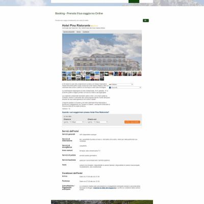 Pagina Booking del sito internet dell'Hotel Pina di Isola Del Gran Sasso