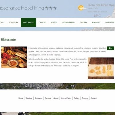 Pagina Ristorante del sito internet dell'Hotel Pina di Isola Del Gran Sasso