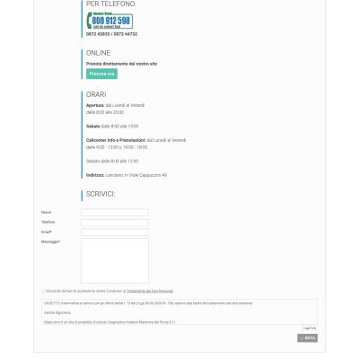 Pagina prenotazioni del sito internet della clinica privata Idi Api Lanciano