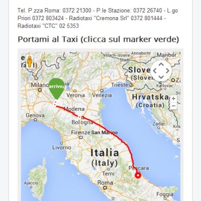 Pagina geolocalizzazione taxi della Web Application del Comune di Cremona