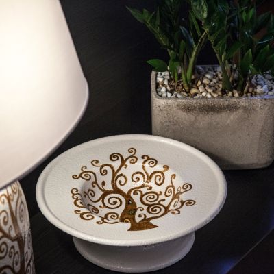 Lampada e piatto in ceramica con decoro Albero della Vita