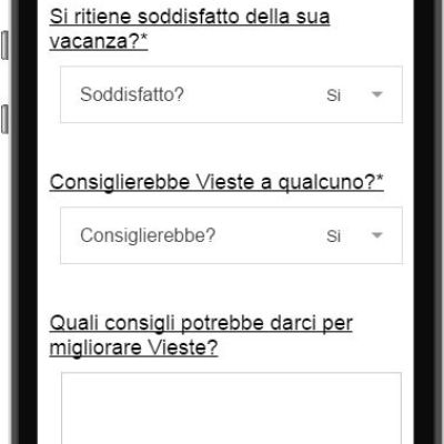 Questionario anonimo dell'app InGargano per raccogliere consigli sulla vacanza