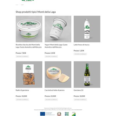 Pagina shop del Sito Web E-Commerce Filiera della Laga