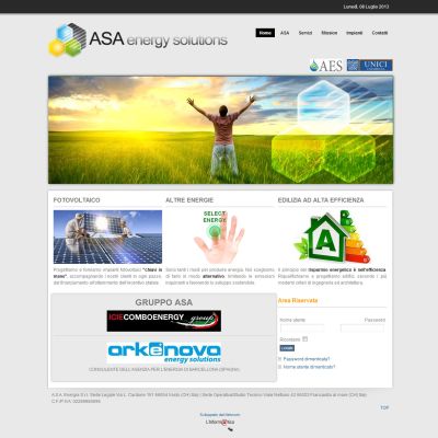 Home Page del sito internet di ASA Energia Pescara