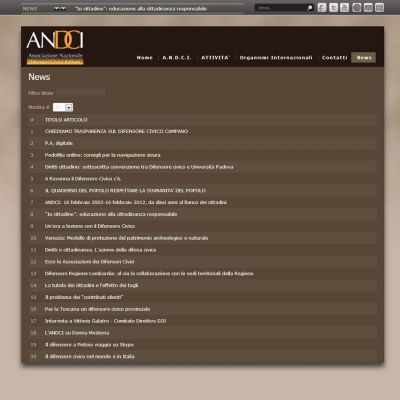 Pagina News del sito internet dell'Associazione Nazionale Difensori Civici