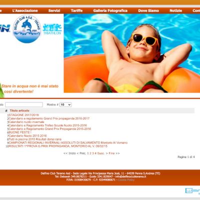 Pagina News del sito internet di Delfino Club Teramo