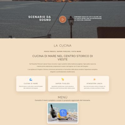 Pagina menu del Sito Web del Ristorante Piazzetta Petrone a Vieste