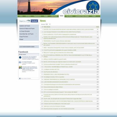 Pagina news del Sito Internet Civicrazia
