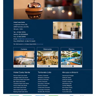 Pagina Contatti del sito internet dell'Hotel Costa Verde di Tortoreto