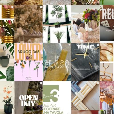 Feed Instagram Bruco con arredi per il relax, piante e comunicazioni di riapertura