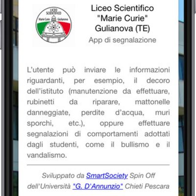 Schermata informazioni della Mobile App eSchool Curie per il Liceo Scientifico di Giulianova
