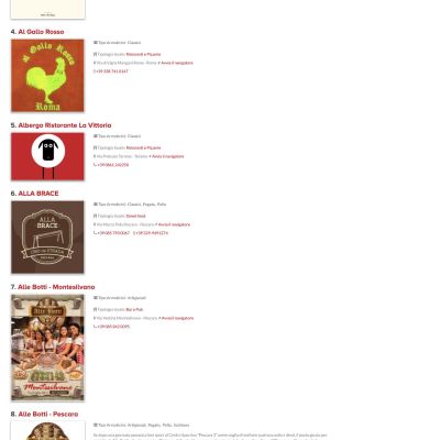 Schermata del Sito Web responsive della piattaforma Arrosticini d'Abruzzo dove mangiare ristoranti pub bar