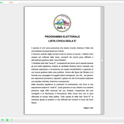 Programma elettorale della lista civica Isolae visualizzato online