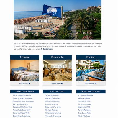 Pagina Bandiera Blu del sito internet dell'Hotel Costa Verde di Tortoreto