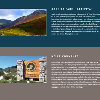 Pagina Attività del sito internet dell'Hotel Gran Lago di Campotosto