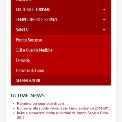 Pagina sanità della Web Application del Comune di Cremona