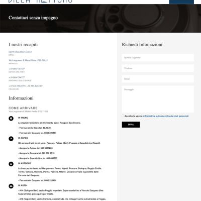 Pagina contatti del sito internet Villa Nettuno di Vieste