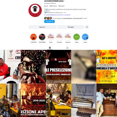 Feed Instagram Arrosticini d'Abruzzo con storia, personaggi e prodotti