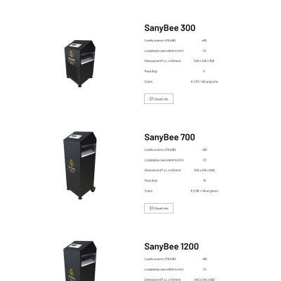 Pagina Prodotti del sito internet di SanyBee