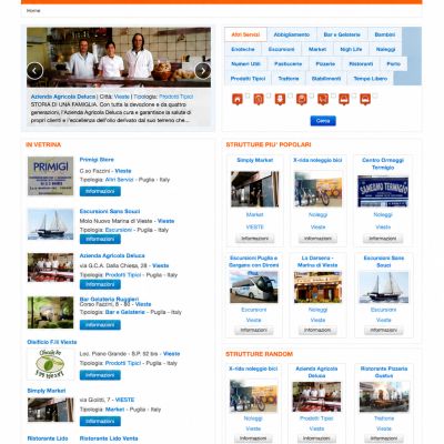 Pagina servizi del Portale Web InGargano